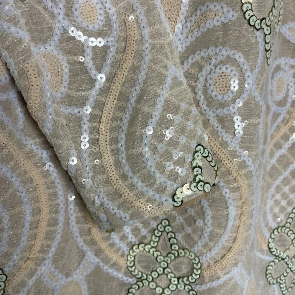 Dress The Population Women's Long Sleeve Pink and Gold Dress Size Small Sequin - Picture 3 of 6